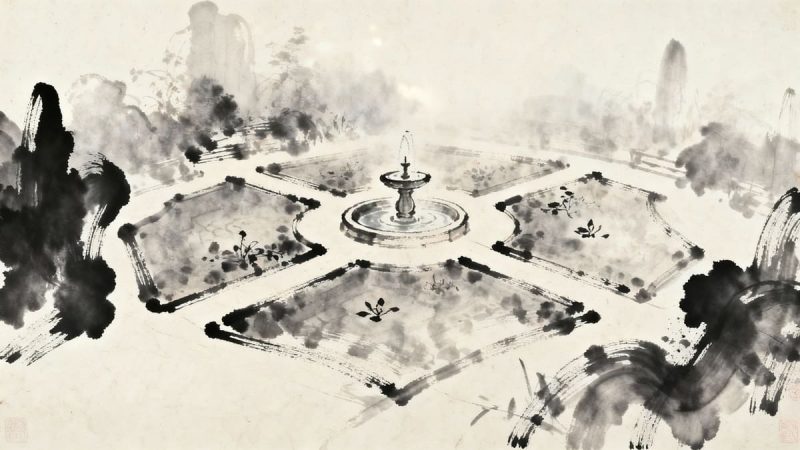 Mimari bir düzen ve stratejik bir akış hissi uyandıran görsel